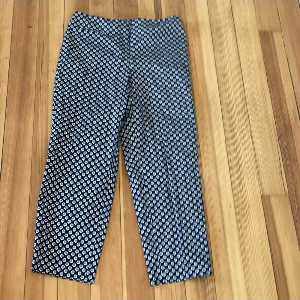 VINTAGE TALBOTS COLLECTION floral black and blue block print pants. Size 6